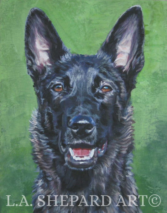 DUTCH SHEPHERD dog art canvas PRINT of LAShepard painting 8x10