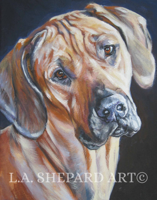 RHODESIAN RIDGEBACK dog art portrait PRINT of LAShepard painting 8x10