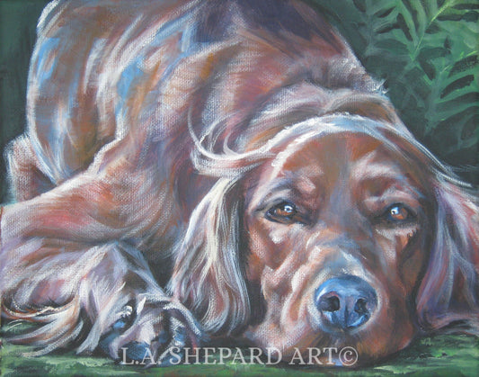 Irish SETTER dog art portrait PRINT of LA Shepard painting 8x10