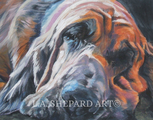 Bloodhound dog art portrait canvas print of LA Shepard painting 8x10