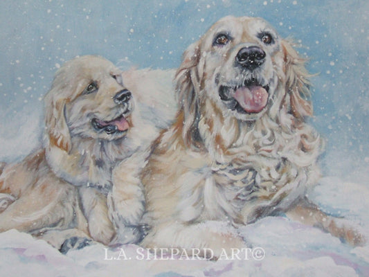 GOLDEN RETRIEVER dog art canvas PRINT of LAShepard painting 12x16