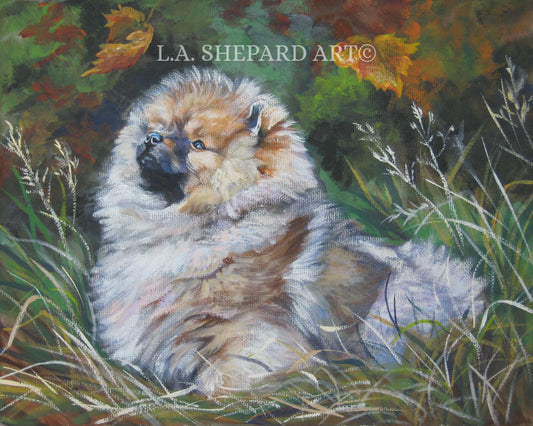 POMERANIAN dog art canvas PRINT of LA Shepard painting 8x10
