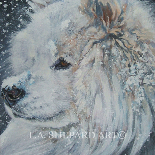 SAMOYED dog art portrait canvas PRINT of  LA Shepard painting 8x8