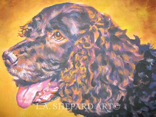 American Water SPANIEL dog art portrait canvas PRINT of LA Shepard painting 8x10