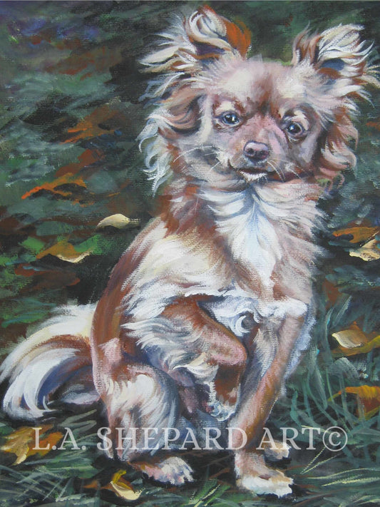 CHIHUAHUA dog art canvas PRINT of LA Shepard painting 8x10