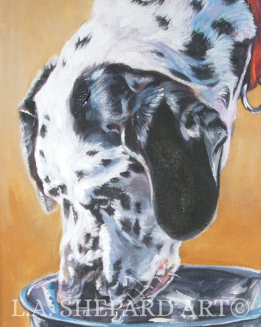 Dalmatian dog portrait art canvas PRINT of LA Shepard painting 11x14