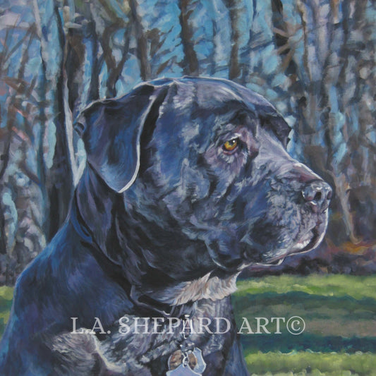 CANE Corso dog portrait art canvas PRINT of LA Shepard painting 12x12
