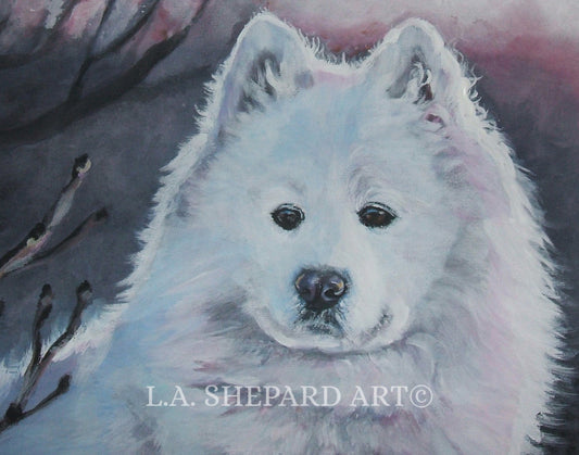 SAMOYED dog ART portrait canvas PRINT of LAShepard painting 8x10