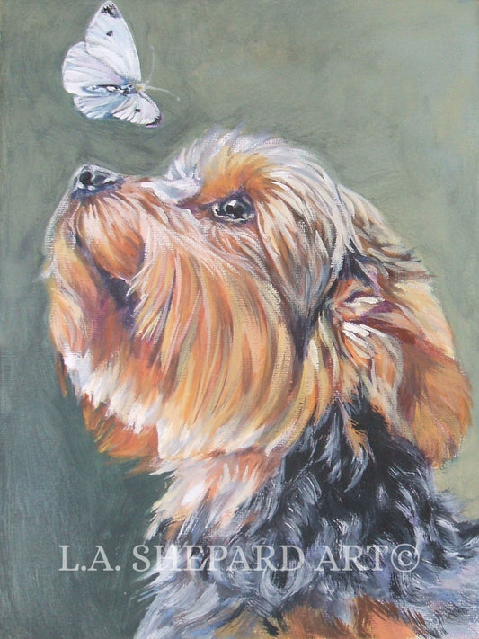 Yorkshire Terrier YORKIE PORTRAIT canvas PRINT of LAShepard painting 12x16" dog art
