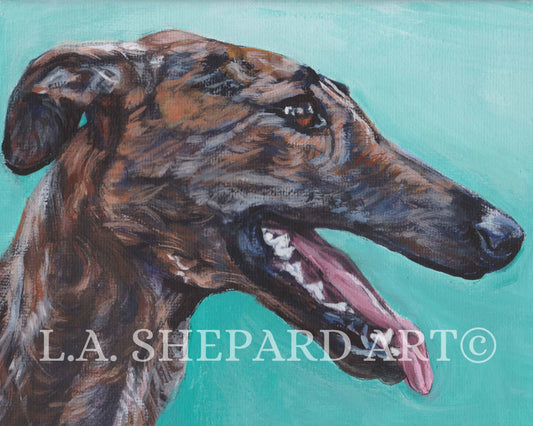 Galgo Espanol spanish GREYHOUND dog art canvas PRINT of painting by LAShepard 8x10"