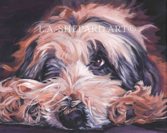 BEARDED COLLIE dog art portrait PRINT of LAShepard painting 11x14