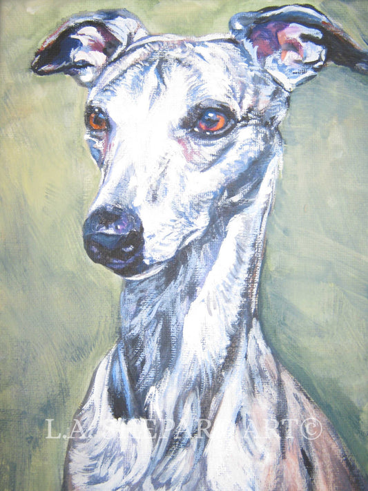WHIPPET dog ART portrait canvas PRINT of LAShepard painting 8x10