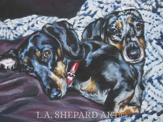 DACHSHUND dog art canvas PRINT of LA Shepard painting 8x10