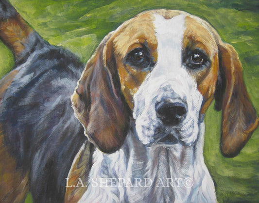 English FOXHOUND dog art canvas PRINT of LA Shepard painting 8x10 portrait