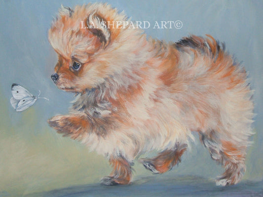 POMERANIAN dog art canvas PRINT of LA Shepard painting  8x10