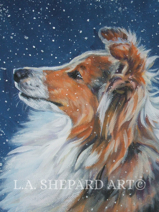 SHETLAND SHEEPDOG sheltie dog art canvas PRINT of LAShepard painting 12x16"
