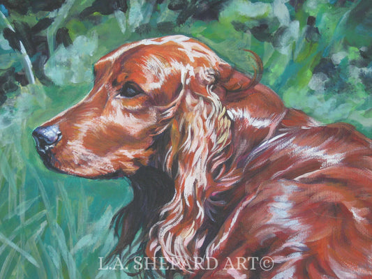 IRISH SETTER Dog art portrait PRINT of LAShepard painting 8x10
