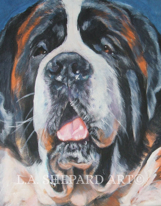 Saint Bernard "Saint Bernard Smiles" Giclée Print of Original Painting by LA Shepard