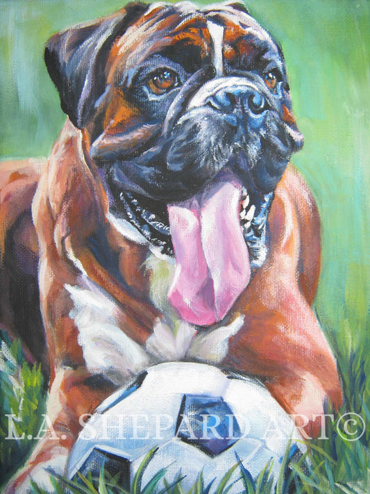 BOXER DOG art portrait PRINT of LAShepard painting 12x16"