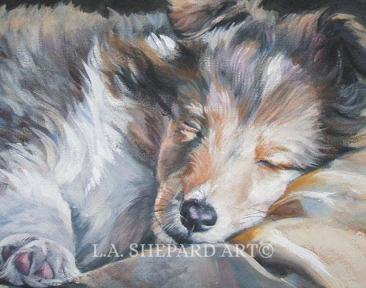 Shetland Sheepdog SHELTIE DOG art portrait PRINT of LAShepard painting 8x10"