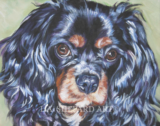 CAVALIER king charles spaniel dog ART portrait canvas PRINT of LAShepard painting 8x10