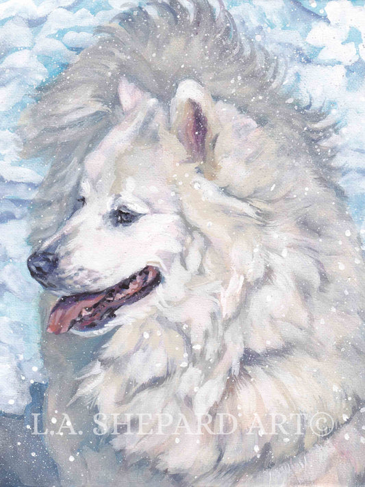 SAMOYED dog art portrait PRINT of LA Shepard painting 8x10