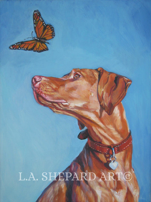 VIZSLA dog art portrait PRINT of LA Shepard painting 8x10