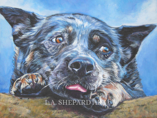 AUSTRALIAN CATTLE DOG portrait art Blue Heeler print of LAShepard painting