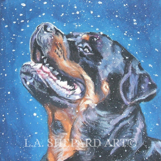 ROTTWEILER dog art portrait PRINT of LA Shepard painting 12x12