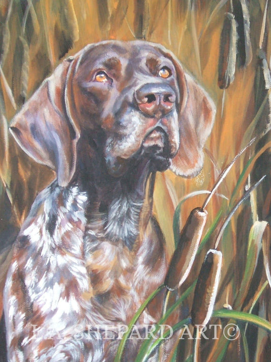 German Shorthaired Pointer GSP dog art PORTRAIT PRINT of LAShepard painting 8x10"