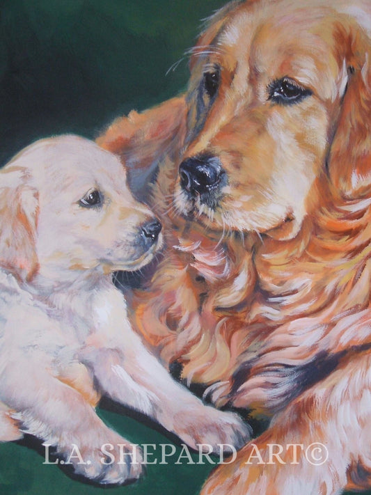 Golden Retriever dog art portrait print of LA Shepard painting 8x10"
