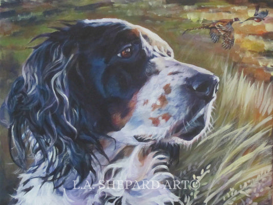 English SETTER PORTRAIT dog art PRINT of LAShepard painting 12x16"