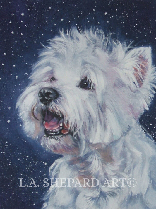 West Highland Terrier WESTIE DOG art portrait PRINT of LAShepard painting 12x16