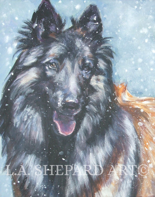 Belgian TERVUREN dog art portrait PRINT of LA Shepard painting 11x14
