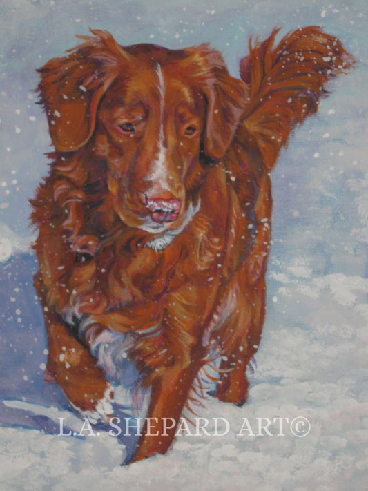 Nova Scotia Duck Tolling Retriever TOLLER dog ART canvas PRINT of LAShepard painting 8x10"