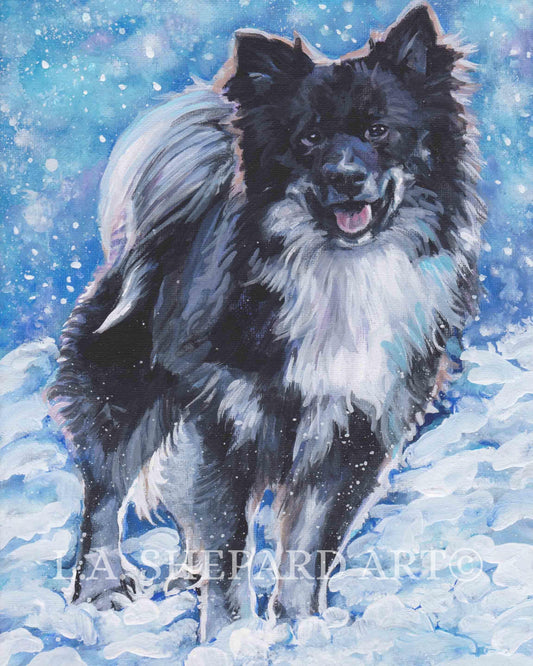 ICELANDIC SHEEPDOG dog portrait art PRINT of LAShepard painting 8x10"