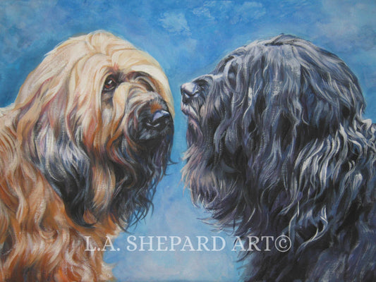 BRIARD dog art portrait PRINT of LA Shepard painting 12x16