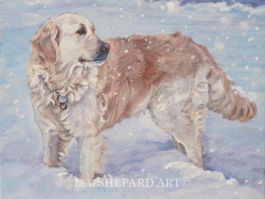 Golden Retriever dog art CANVAS print of LA Shepard painting 12x16