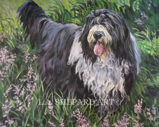 Beardie BEARDED COLLIE dog art print of LAShepard painting 8x10"