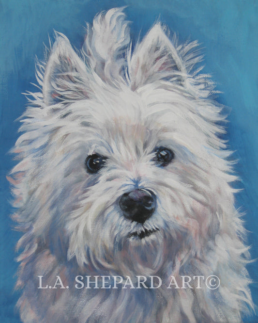 West Highland Terrier WESTIE dog art PRINT of LA Shepard painting 8x10"