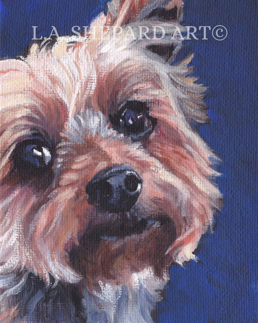 Yorkshire Terrier YORKIE dog ART portrait PRINT of LAShepard painting  11x14"