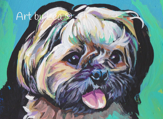 Shih Tzu Dog art print of modern pop art painting bright colors 13x19