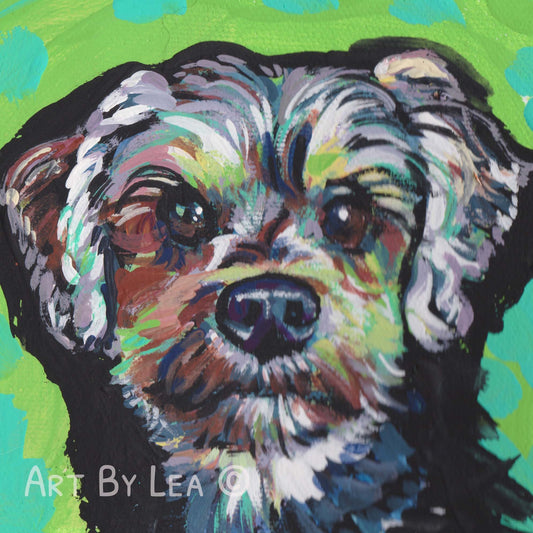 SILKESE maltese silky terrier portrait art print of pop art painting bright colors 12x12"