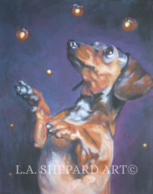DACHSHUND dog ART PRINT of LAShepard painting 11x14"