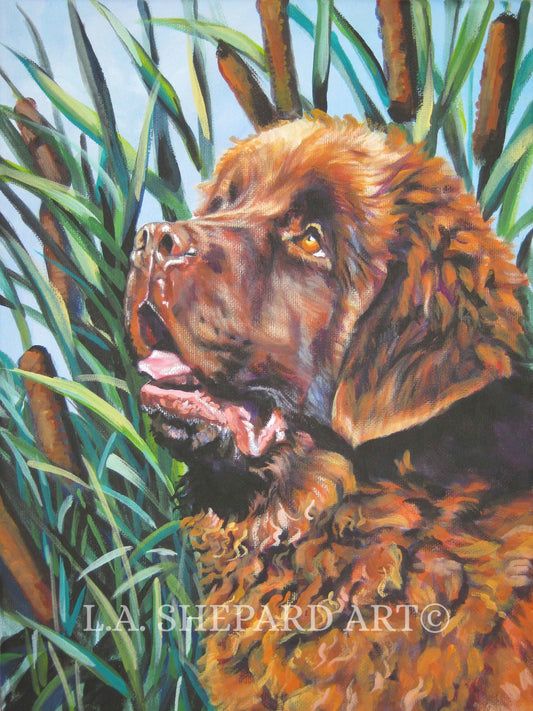 NEWFOUNDLAND DOG art portrait PRINT of LAShepard painting 8x10