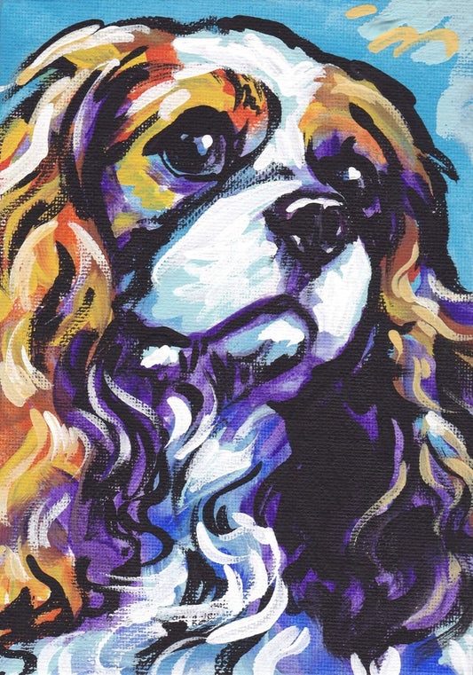 blenheim Cavalier King Charles Spaniel art print  bright colorful dog portrait art 13x19