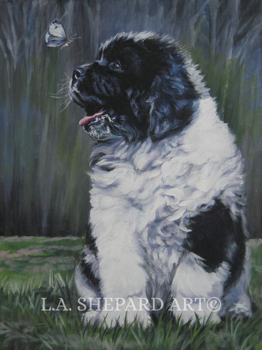 Newfie "A Happy Newfie Puppy" Giclée Print of Original Painting by LA Shepard
