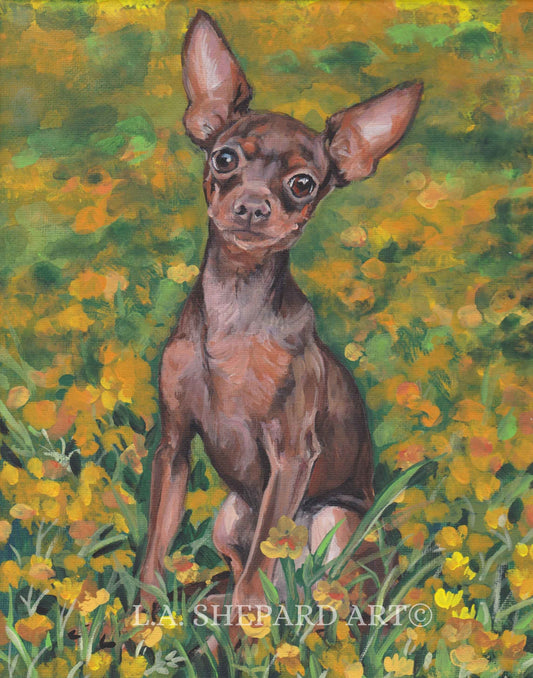 Russkiy russian Toy terrier dog art print of LA Shepard painting 11x14