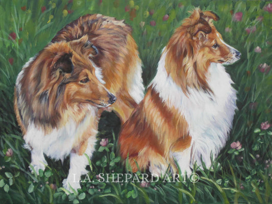 Shetland sheepdog sheltie dog art print of LA Shepard painting 8x10"