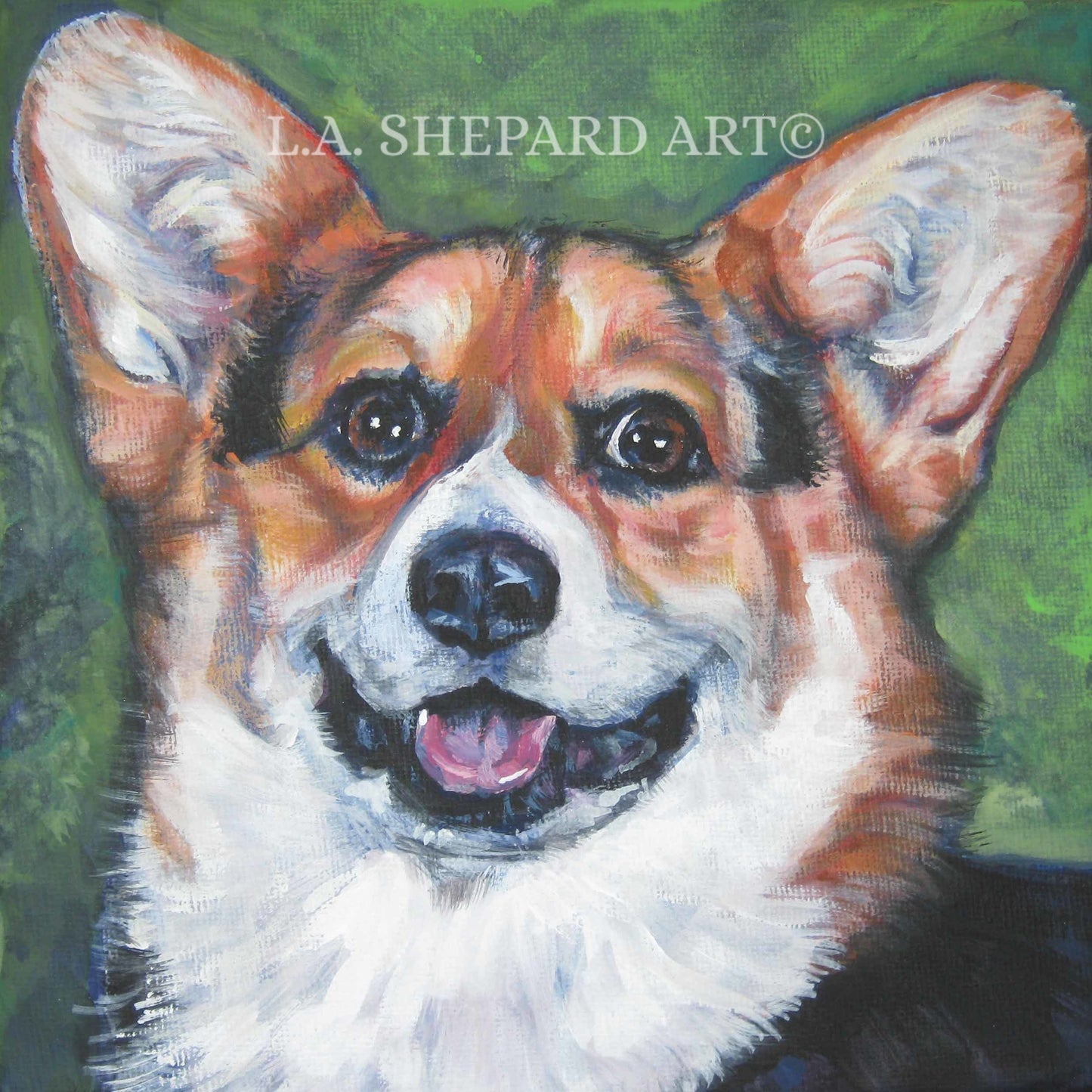 Pembroke Welsh Corgi dog art portrait print of LA Shepard painting 12x12